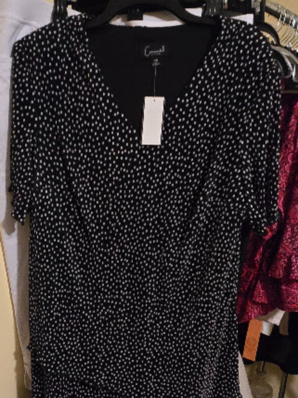 Connected Woman. Black & white dress with multi tiers. Size 16W. $45 New